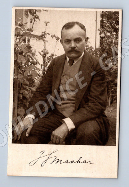 Postcard portrait of a man signed Unio Prague (M9395)