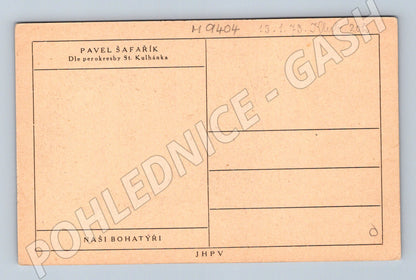 Postcard Pavel Šafařík Our heroes line drawing (M9404)