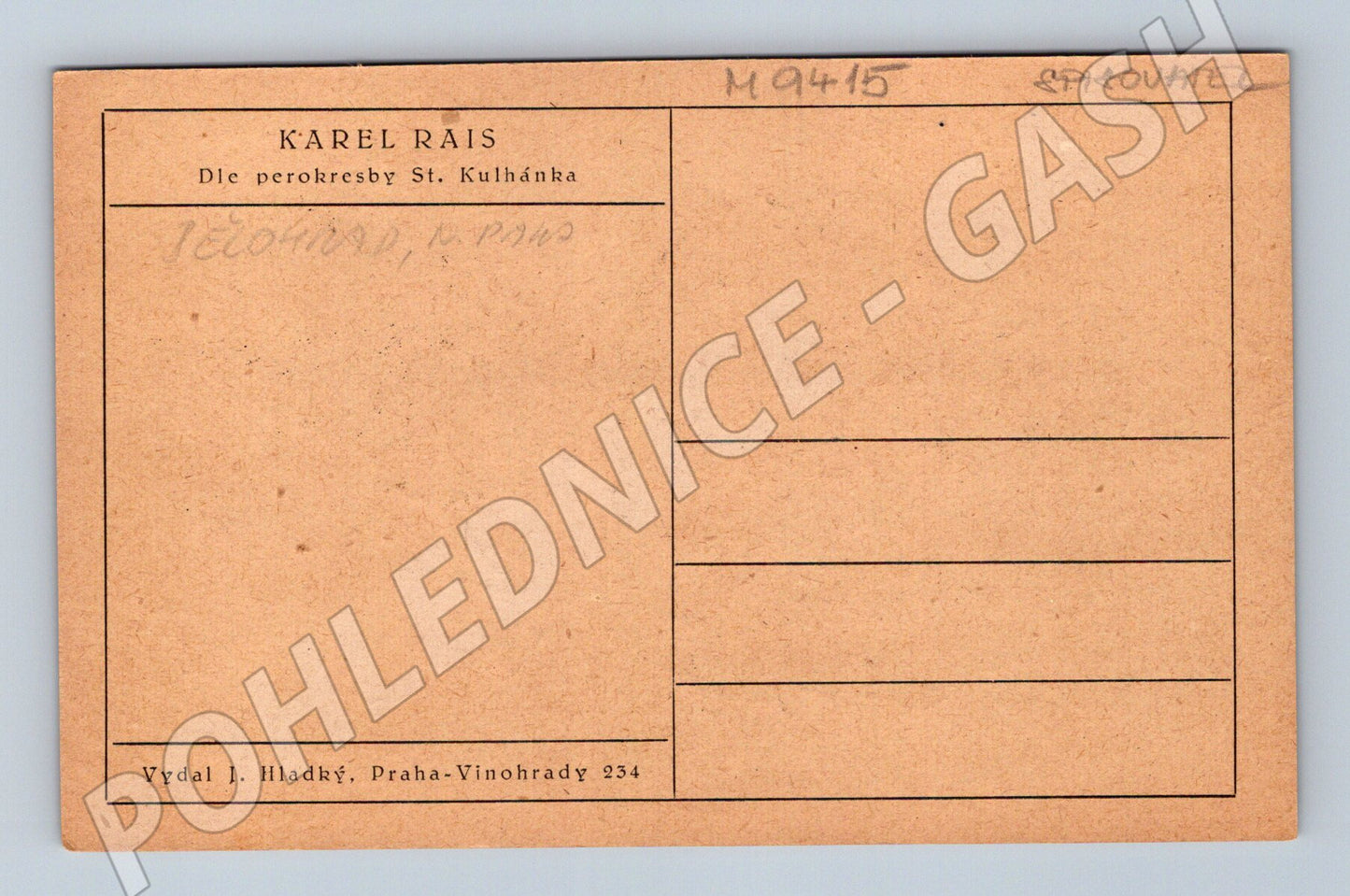 Pohlednice Karel Rais perokresba J Hladký (M9415)