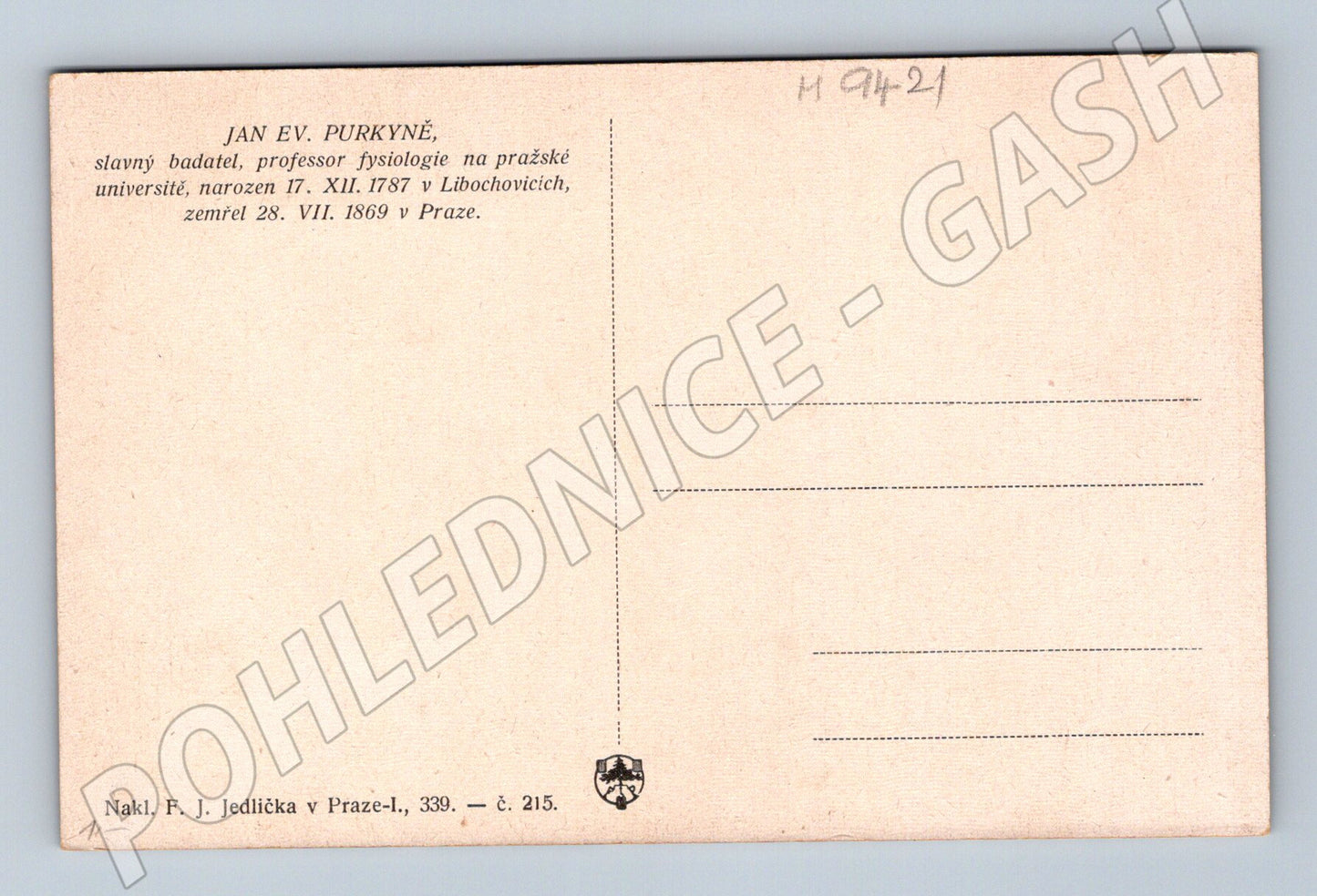 Pohlednice Jan Evangelista Purkyně vědec (M9421)