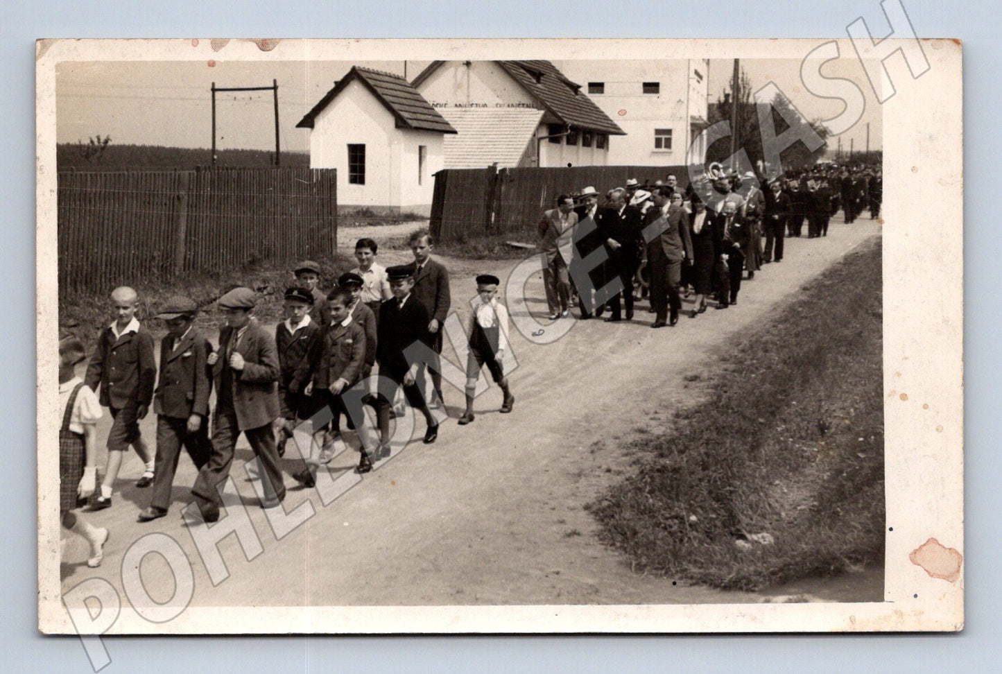 Postcard ceremonial parade of a village in Czechoslovakia (M9433)