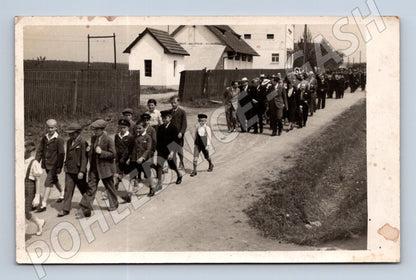 Postcard ceremonial parade of a village in Czechoslovakia (M9433)