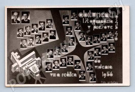 Pohlednice Prešov gymnázium tableau 1945 46 (M9438)