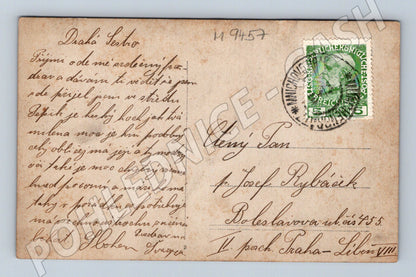 Postcard group of men in the forest 1914 Czech Republic (M9457)
