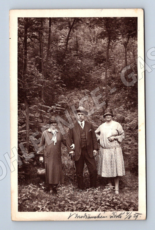 Pohlednice skupina v lese 1929 Modřanské udolí (M9463)