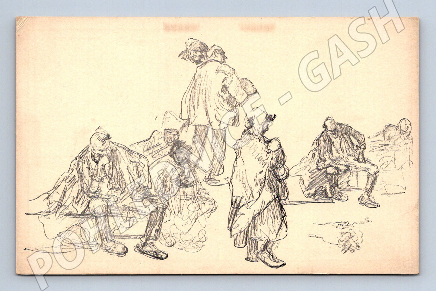 Postcard V Brožík pencil drawing 1884 (M9521)