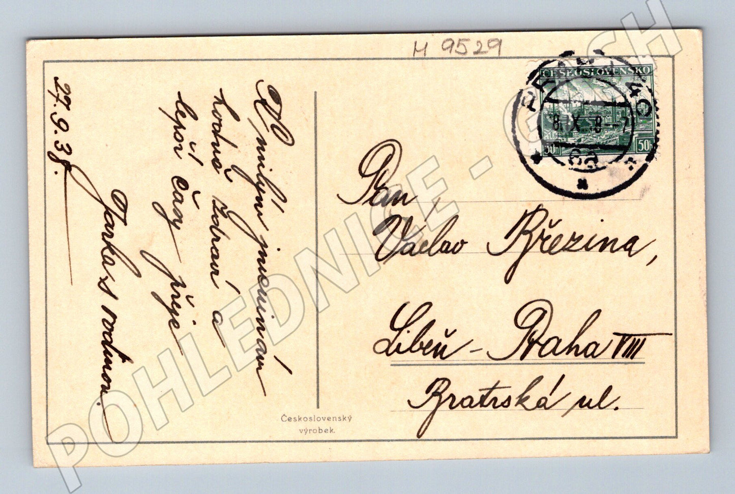 Postcard J Strnad rural village 1935 (M9529)