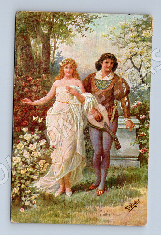 Postcard F Rößler Messenger of Spring circa 1910 (M9532)