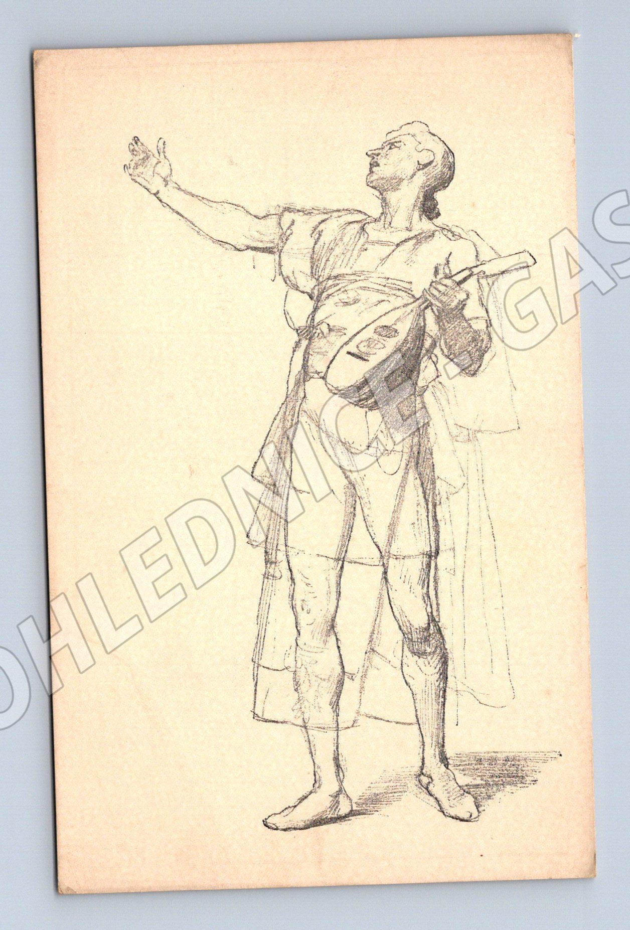 Postcard Brochure Study for the Ballad Singer (M9543)