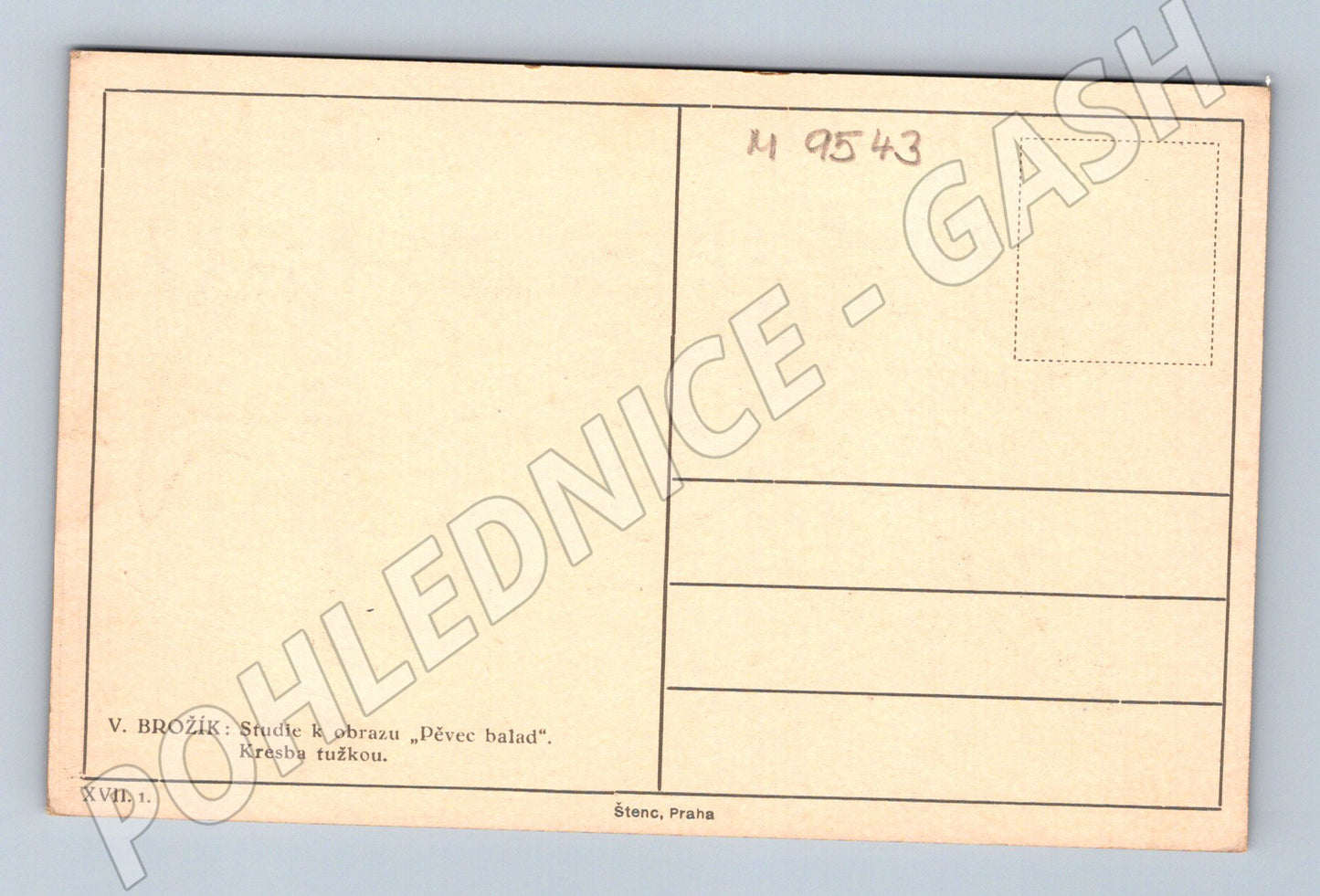 Postcard Brochure Study for the Ballad Singer (M9543)