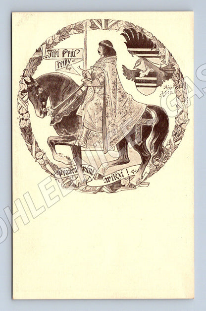 Postcard George King of Bohemia M Aleš 1900 (M9546)
