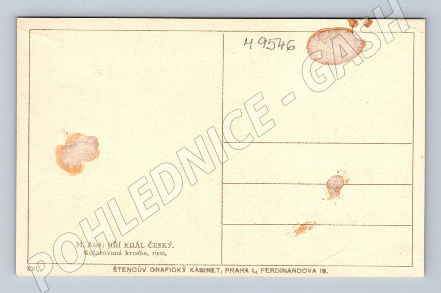 Postcard George King of Bohemia M Aleš 1900 (M9546)