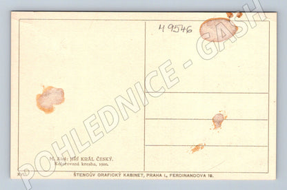Postcard George King of Bohemia M Aleš 1900 (M9546)