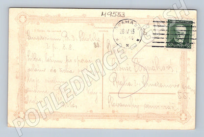 Pohlednice česká chalupa a husy 1943 (M9553)