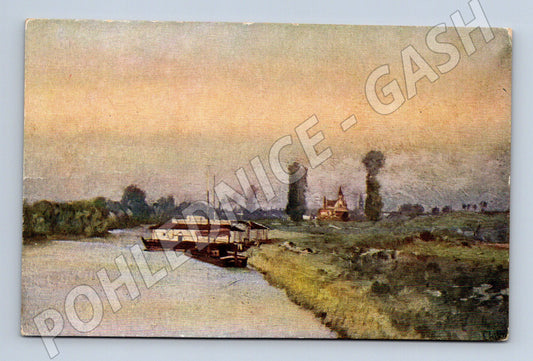 Postcard Chittussi river boats landscape (M9560)