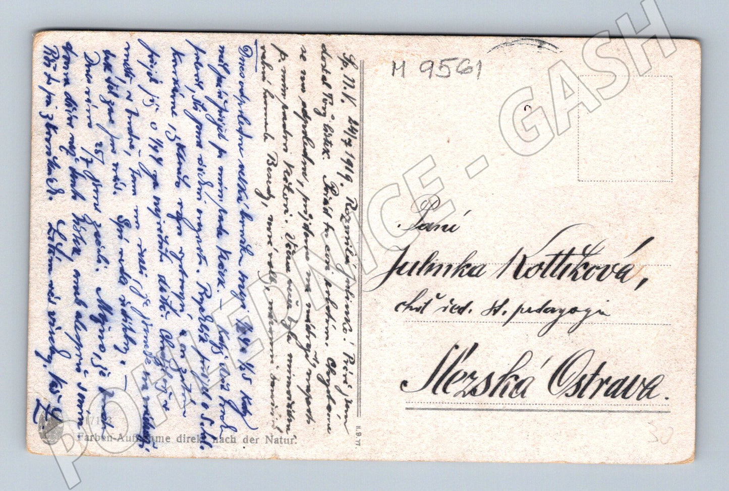 Postcard Czech landscape colored 1914 (M9561)