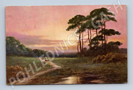 Postcard painted Czech landscape 1931 (M9562)