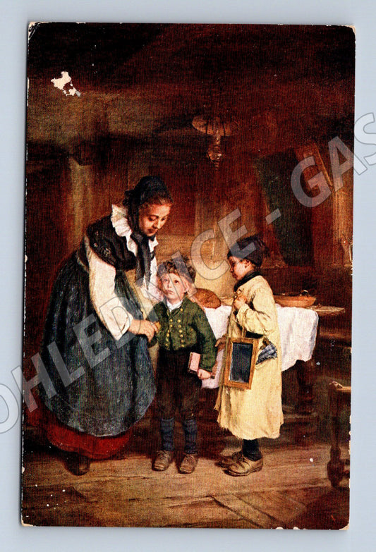 Postcard J Mánes First trip to school (M9573)