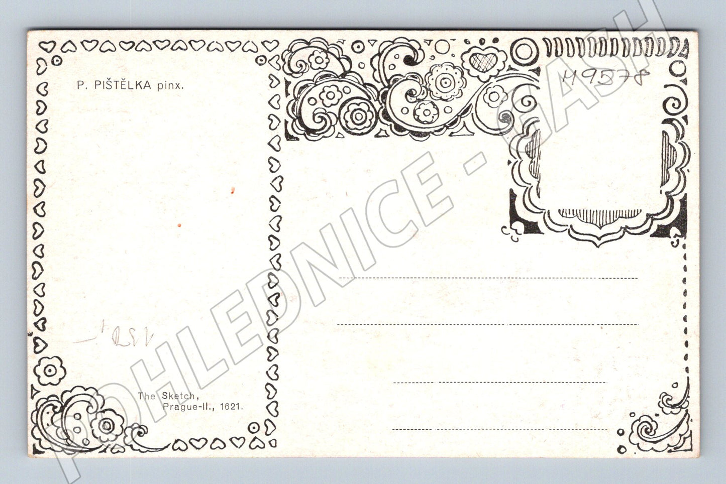 Postcard rural motif Art Nouveau whistle (M9578)