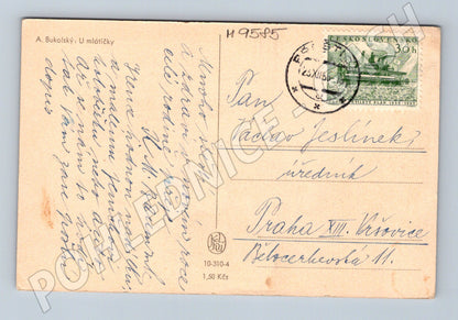 Pohlednice U mlátičky A Bukolský 1955 (M9585)