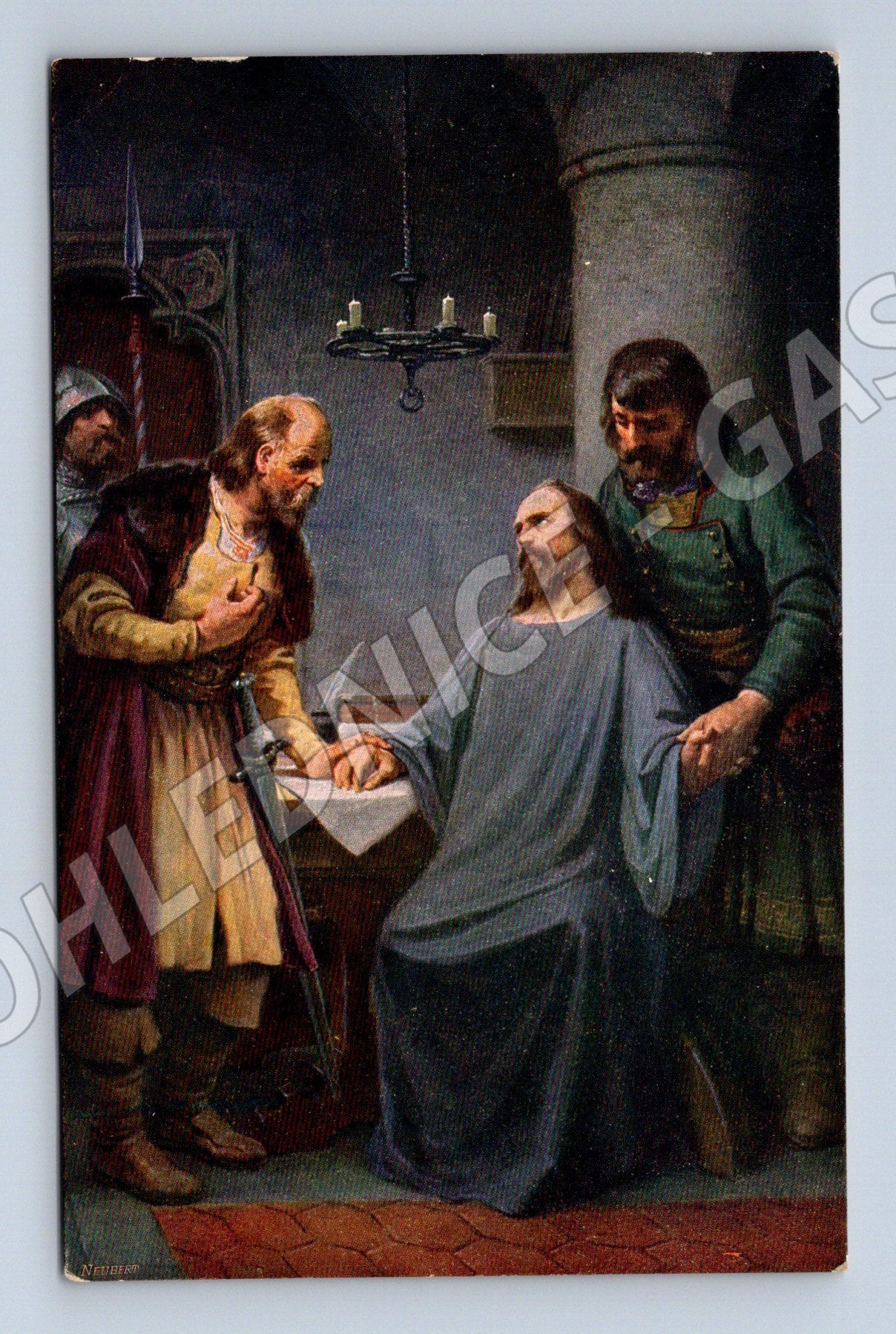 Postcard Jan Hus in prison according to Liebscher (M9586)