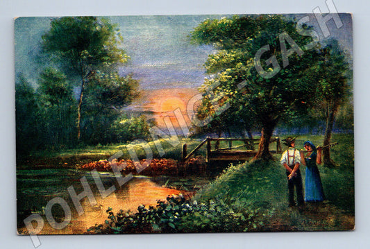 Postcard romantic landscape sunset (M9588)
