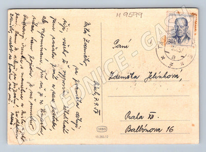 Pohlednice měsíc a dítě kreslená 1951 (M9599)