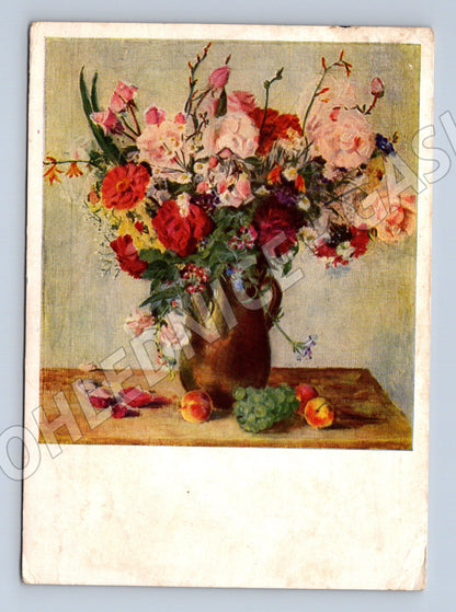 Postcard bouquet with roses Bartošíková 1951 (M9629)