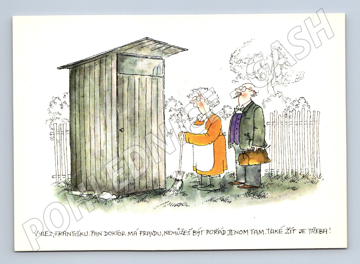 Postcard Renčín village toilet 1984 (M9641)