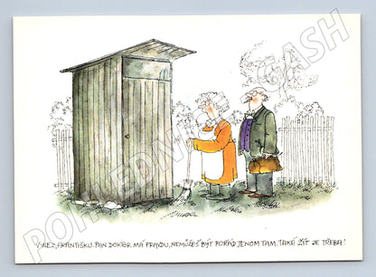 Postcard Renčín village toilet 1984 (M9641)