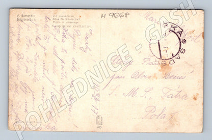 Postcard Neighborhood yard, Bartoněk folk costumes, feldpost (M9668)
