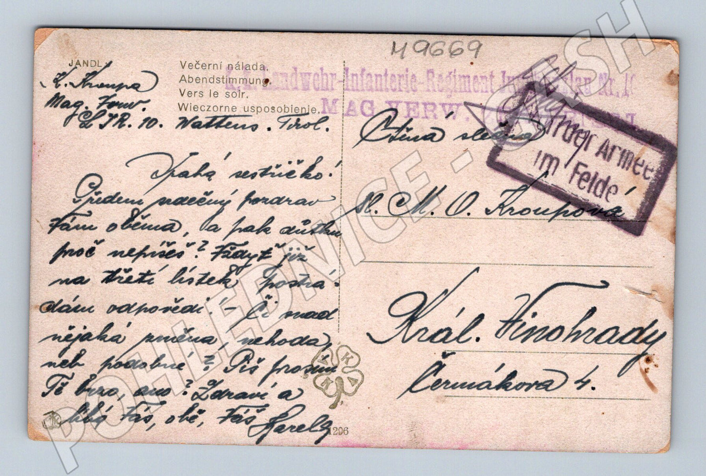 Postcard KKLandwehr Infanterie regiment No. 10 (M9669)