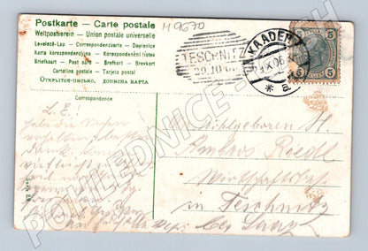 Pohlednice mlýn u řeky Kadaň 1906 (M9670)