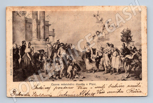 Postcard Pilsen theater curtain 1903 (M9673)