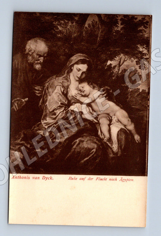 Postcard van Dyck Flight into Egypt (M9678)