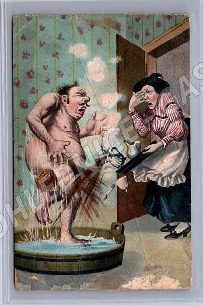 Postcard humorous bath Brüx (M9684)