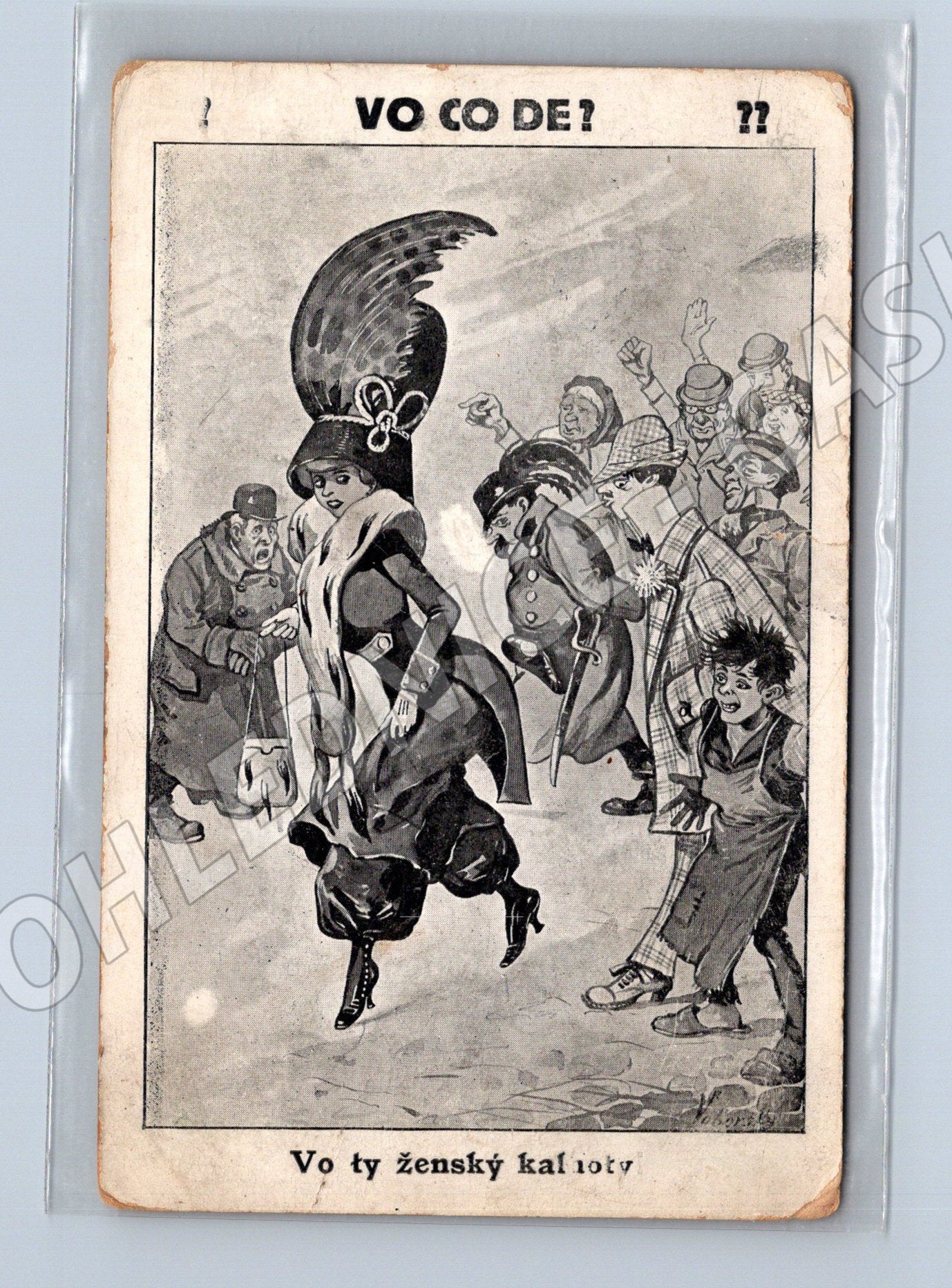 Pohlednice Vo co de? karikatura 1933 (M9687)