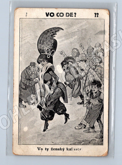 Pohlednice Vo co de? karikatura 1933 (M9687)