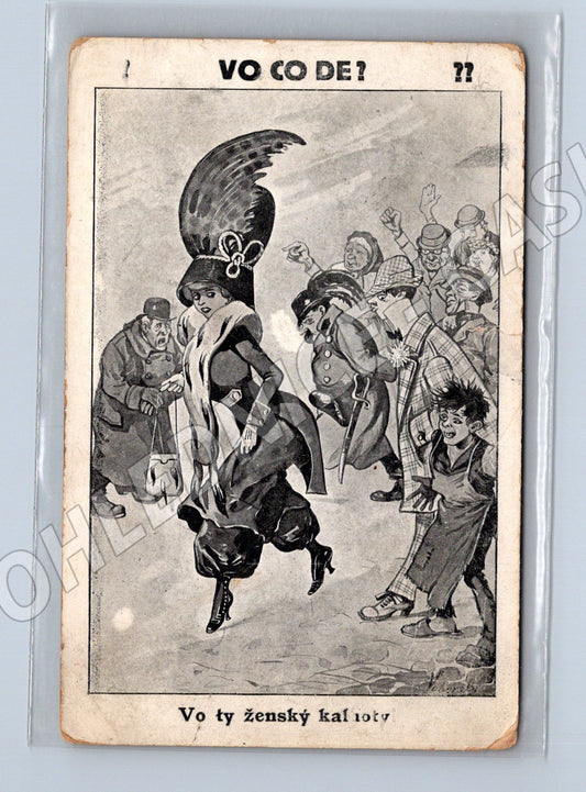 Pohlednice Vo co de? karikatura 1933 (M9687)