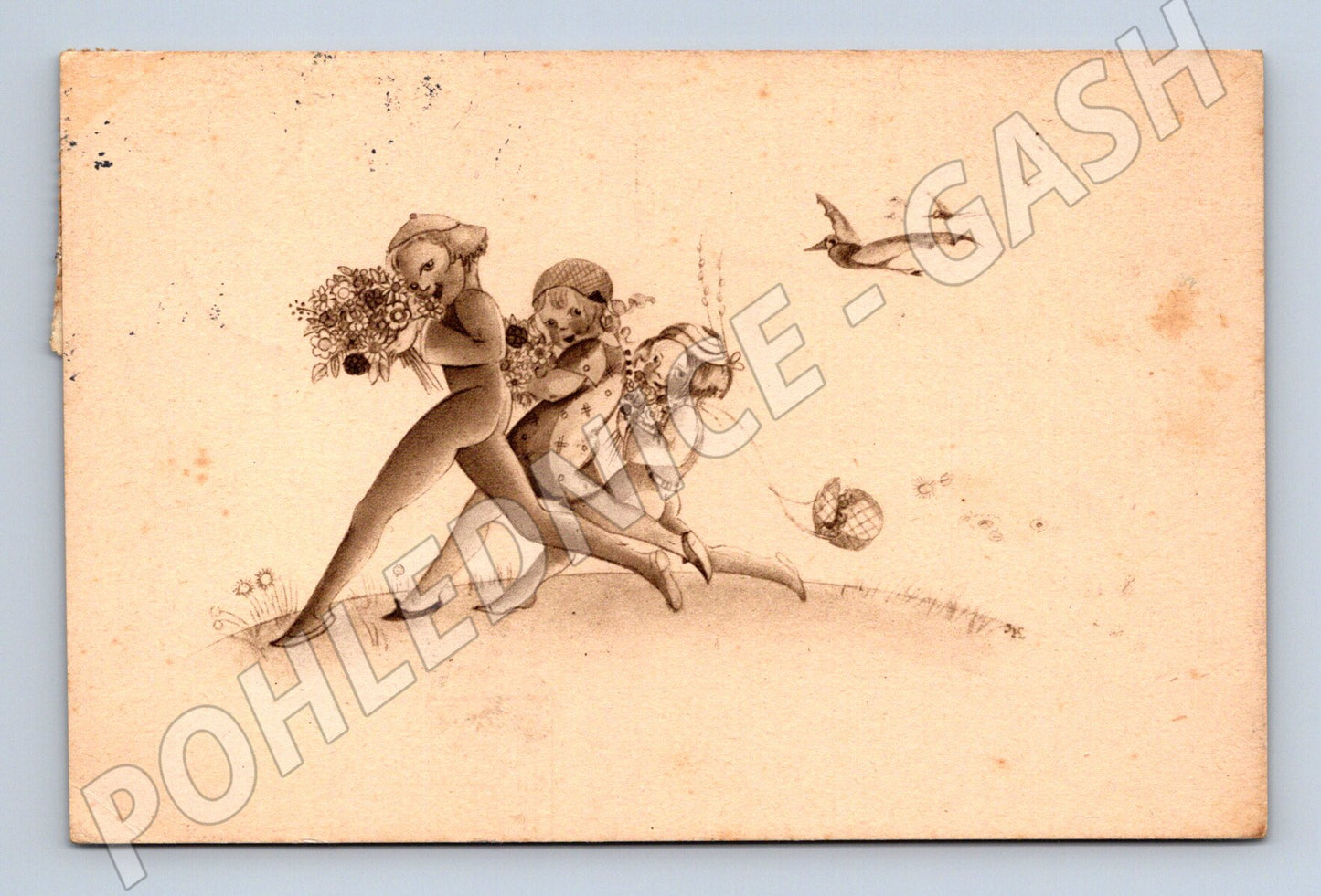 Pohlednice děti s květinami 1948 (M9688)