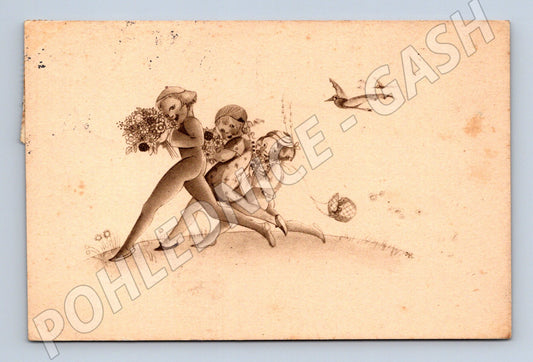 Pohlednice děti s květinami 1948 (M9688)