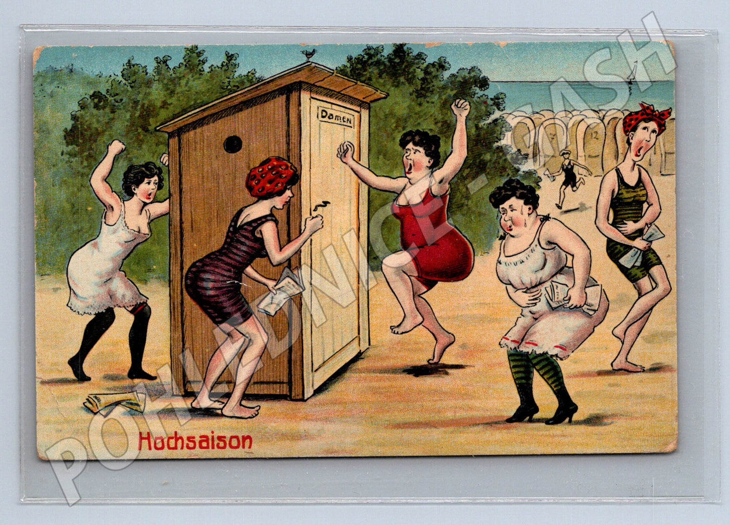 Postcard Hochsaison ladies in a cabin (M9693)