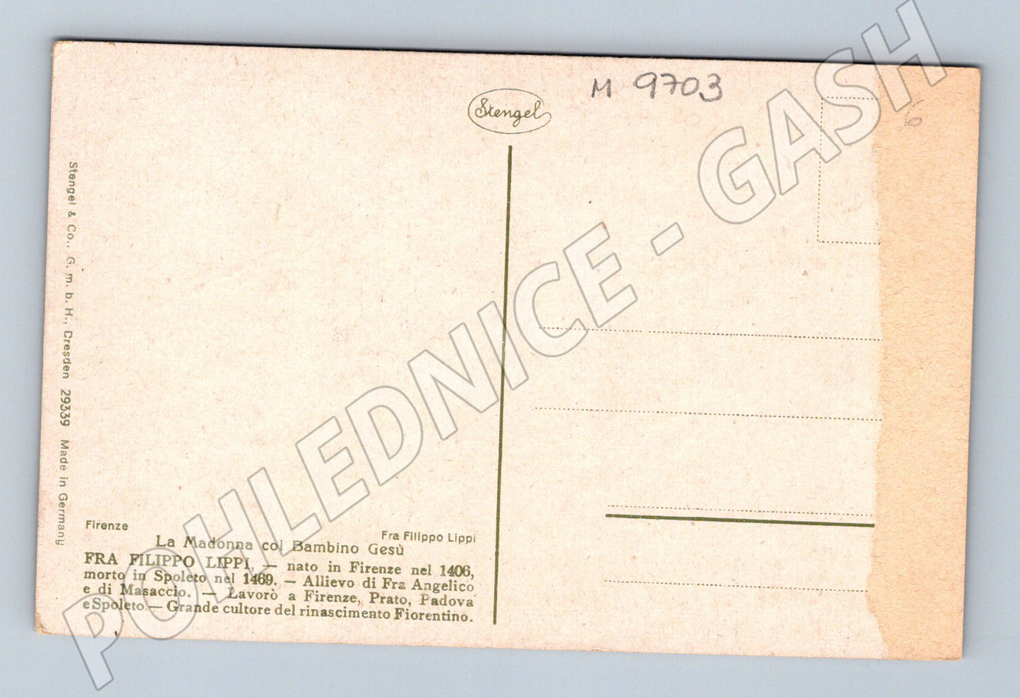 Pohlednice Madona s dítětem Lippi (M9703)