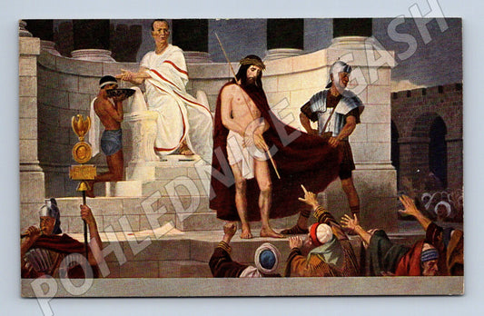Pohlednice Fugel křížová cesta Ježíš před Pilátem (M9732)