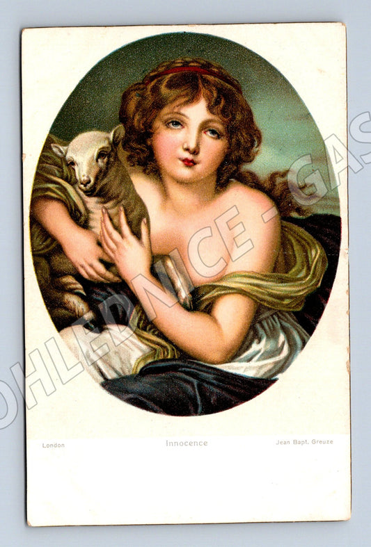 Postcard Innocence girl with lamb (M9757)