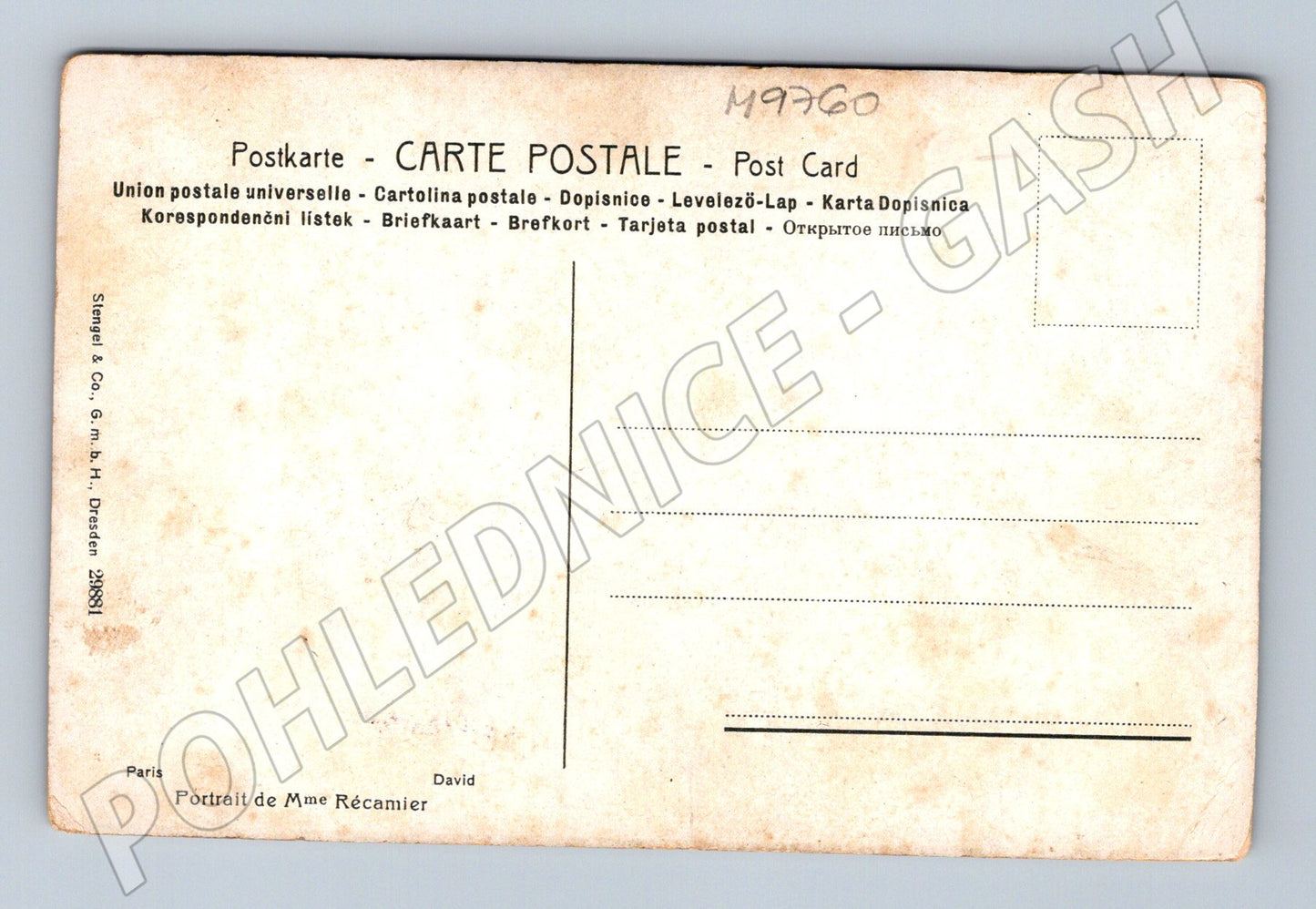 Postcard Madame Récamier portrait (M9760)