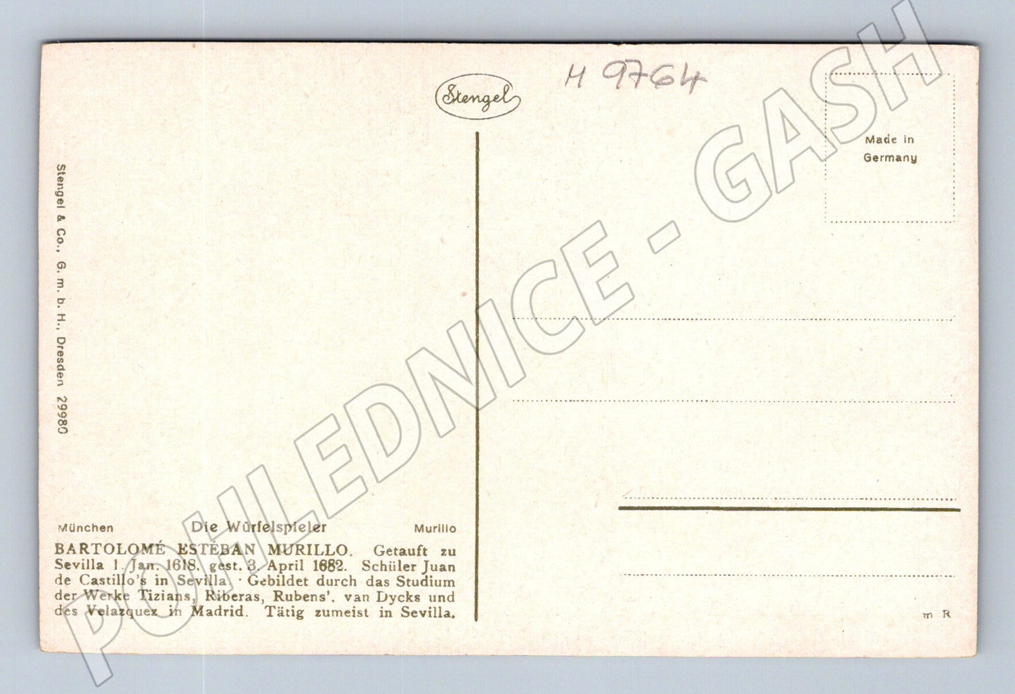 Postcard Murillo dice players (M9764)