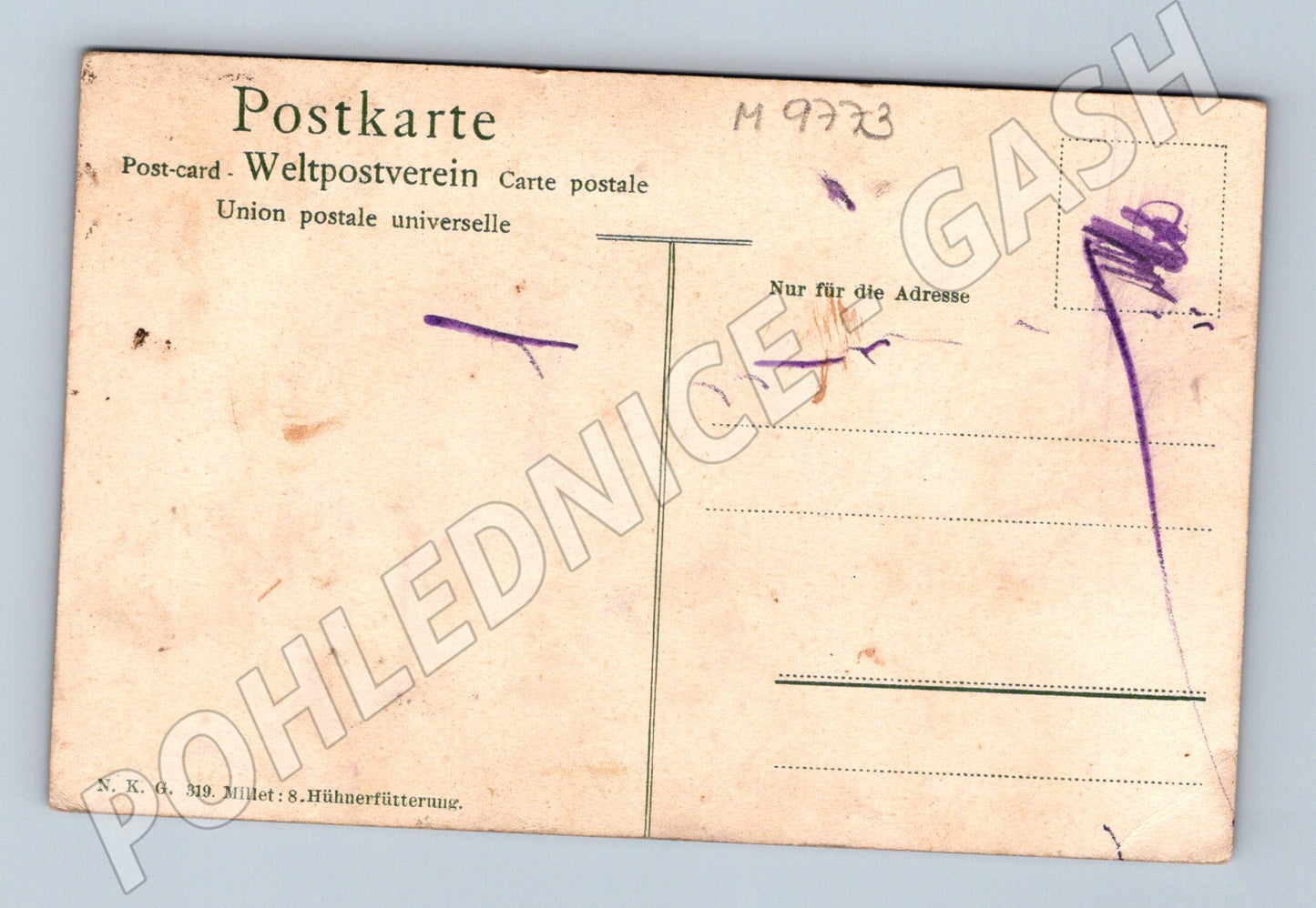 Postcard Millet feeding hens countryside (M9773)