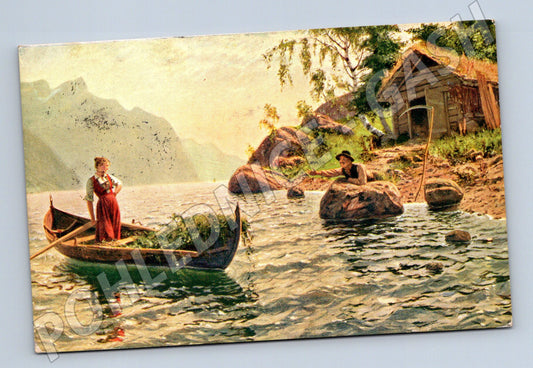 Pohlednice pramice na jezeře 1911 (M9789)