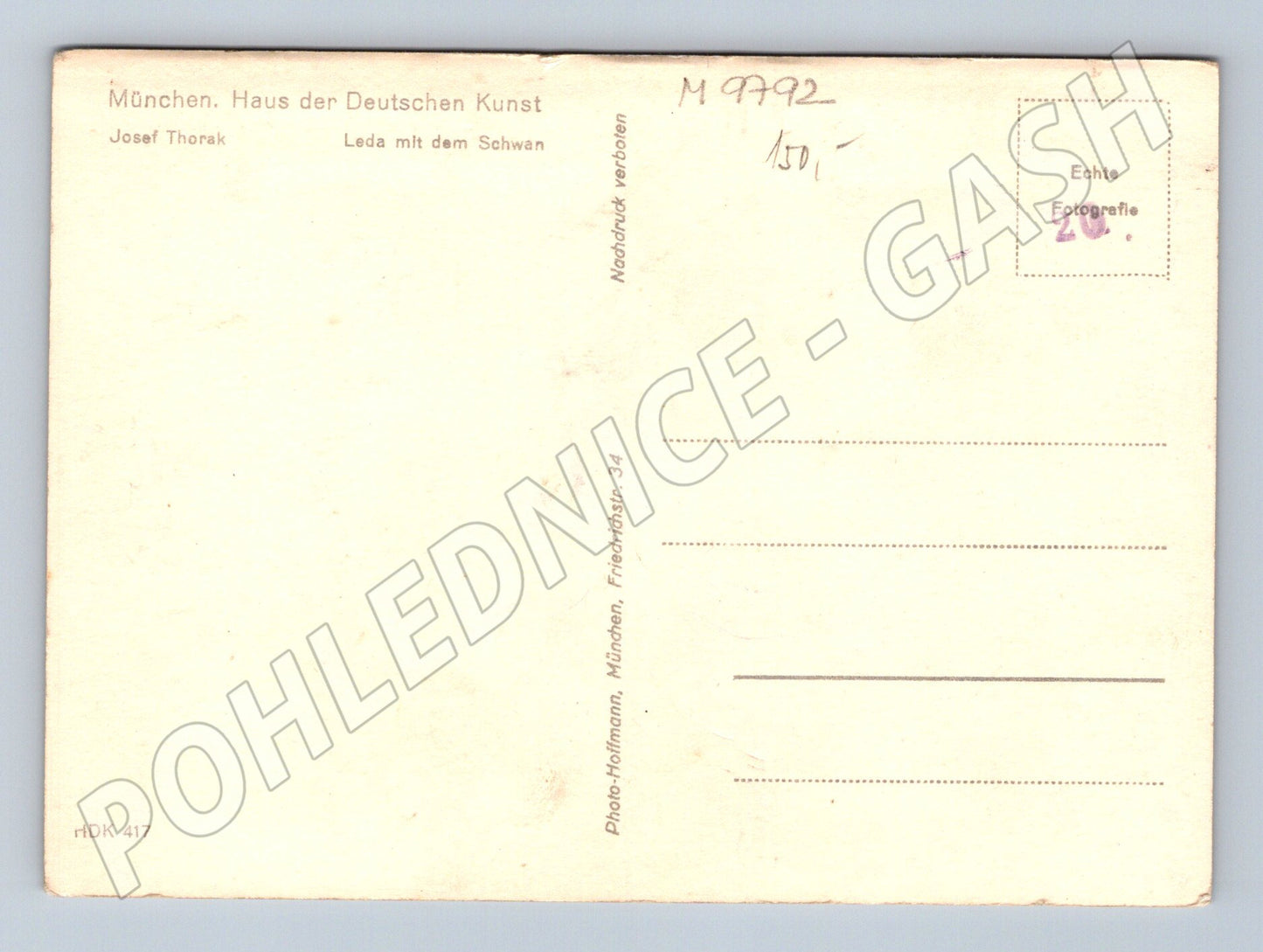 Postcard Thorak Leda mit dem Schwan (M9792)